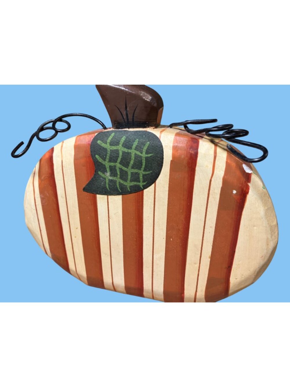 Handcrafted Wooden Pumpkin Set With Painted Stripes and Polka Dots - Picture 4 of 10
